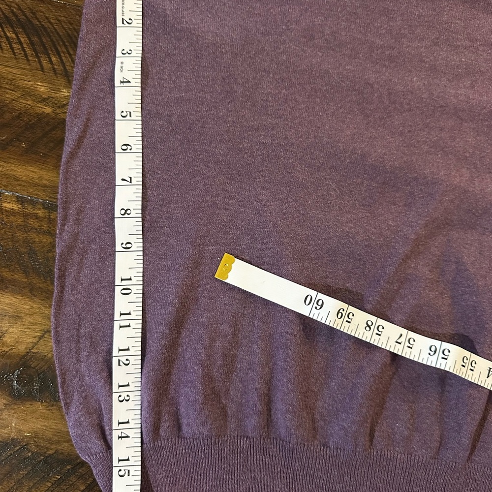 J Crew Cotton Cashmere Sweater Purple V Neck Lightweight Knit Pullover Large - Picture 6 of 8